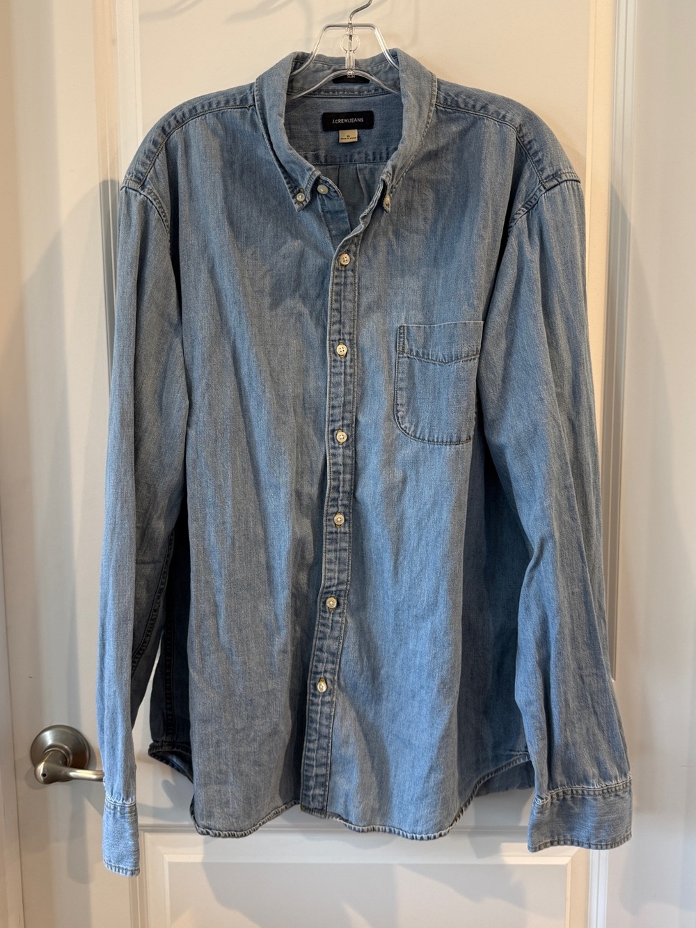 J. Crew Jeans Light Blue Denim Button-Down Shirt - Men's